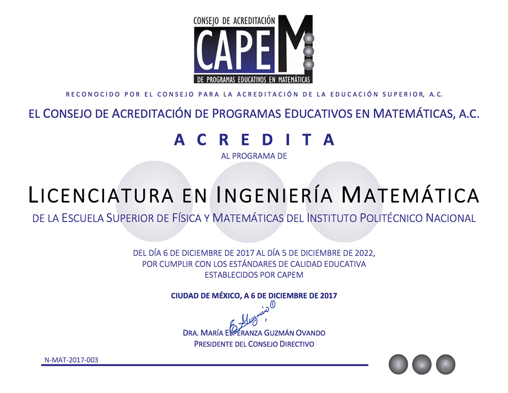 Licenciatura en Ingeniería Matemática